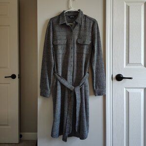 Lands’ End Tall XL Sport Knit Shirt Dress Jacquard Glen Plaid